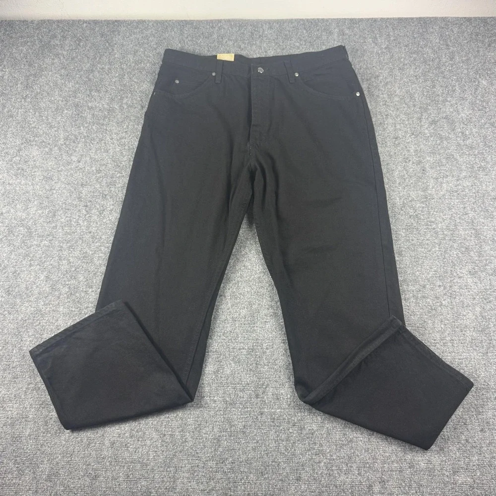Wrangler Five Star Premium Relaxed‎ Fit Jeans Mens 38x32 Black Straight Denim